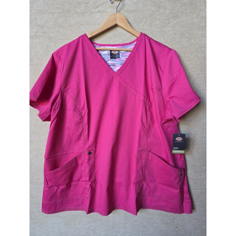 Scrub Top Womens Size 4XL Unisex Hot Pink Medical Dickies  Essence Scrubs NWT